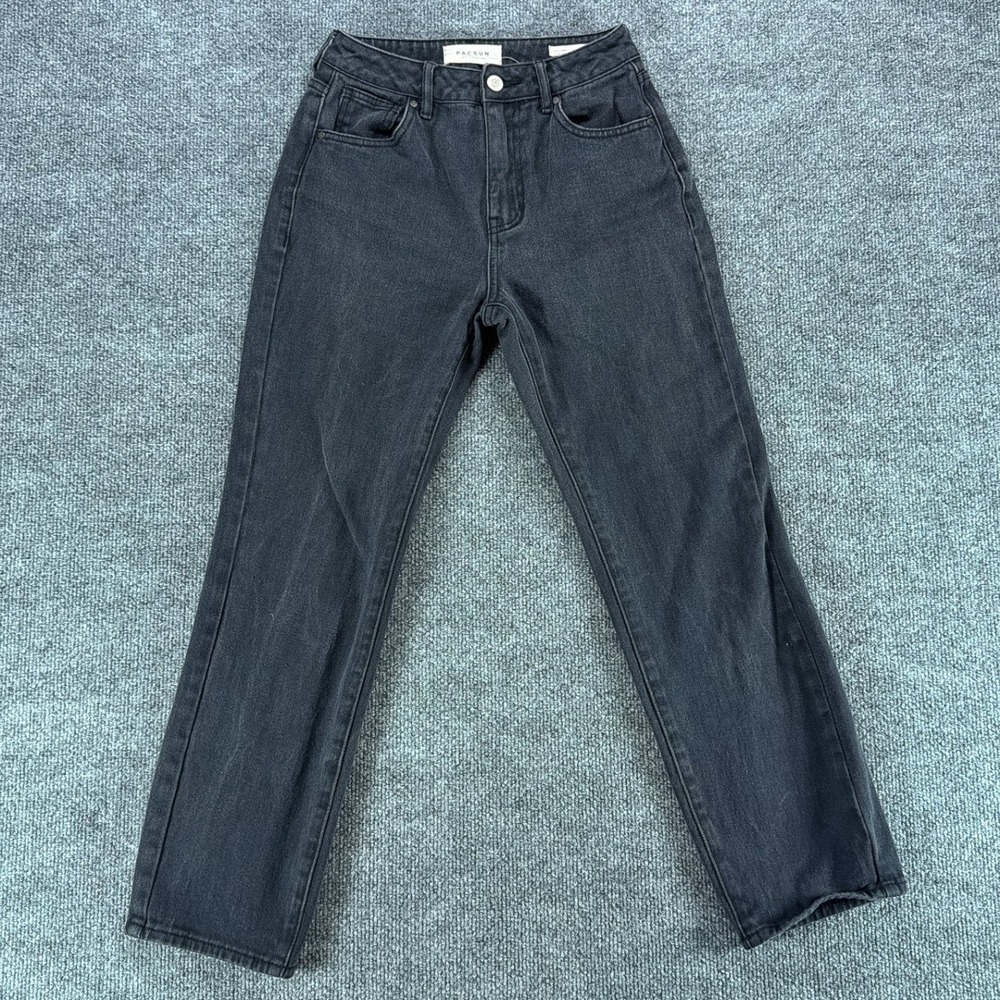 PacSun Womens Mom Jeans High‎ Waisted Washed Black Denim Size 25 Streetwear Y2K